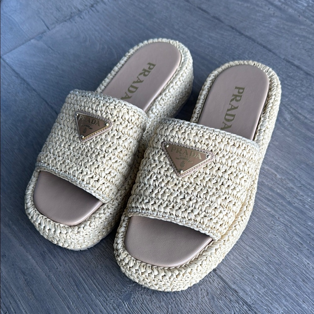 Prada Crochet Slides